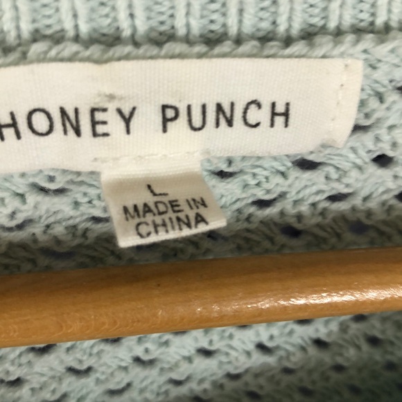 Honey Punch turquoise Knit Sweater Size L - Picture 3 of 4